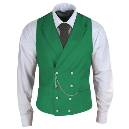 Men's Formal Satin Vest | Double Breasted Waistcoat for Wedding, Banquet & Business