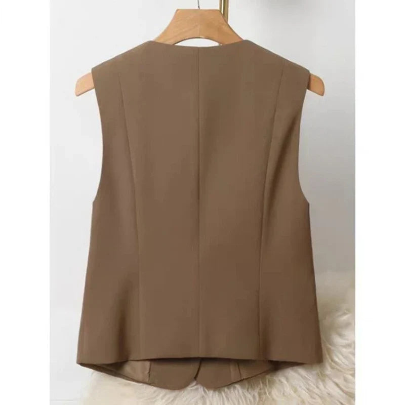 Women's Blazer Vest Coat 2026 Spring Autumn Sleeveless Ladies Vest Jacket Casual Tops Fashion Ladies Waistcoat Chaleco Mujer