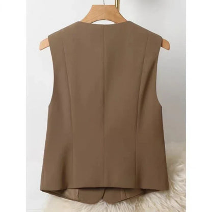 Women's Blazer Vest Coat 2026 Spring Autumn Sleeveless Ladies Vest Jacket Casual Tops Fashion Ladies Waistcoat Chaleco Mujer