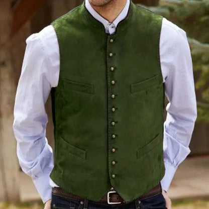 Men's Formal Vest – Single Button Suede Flannel Waistcoat for Weddings & Events