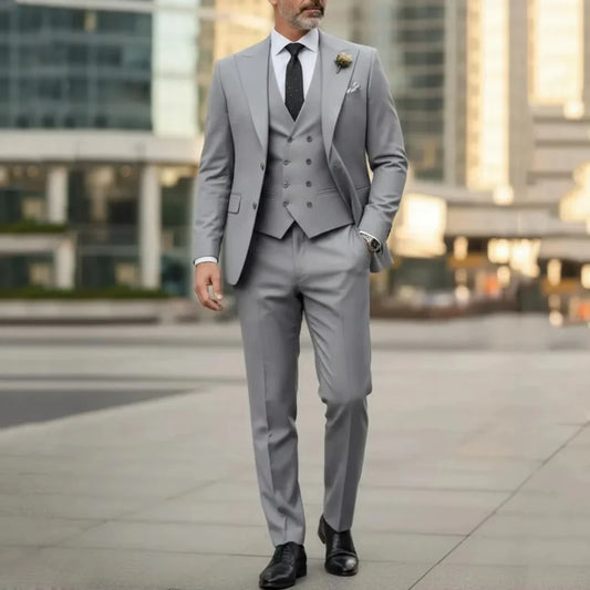 Men's 3-Piece Slim Fit Suit Set with Lapel for Wedding, Prom & Business – Jacket, Vest & Pants