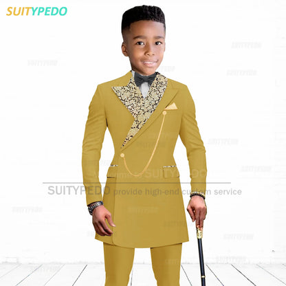 Luxury Boy's Suit Set Homecoming Party Kids Jackets Tailor-made Slim Fit Blazer Pants 2 Pieces Wedding Party Children Tuxedos