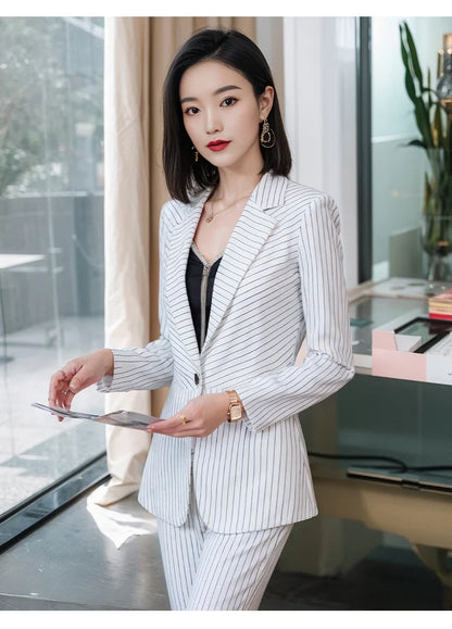 Striped Fashion Women's Suit Set, High Quality Two-Piece Pants + Suit Jacket. New spring/summer 2026