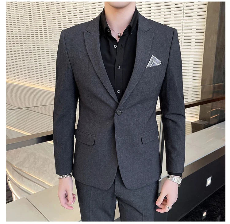2025 Slim Fit Three-Piece Business Suit Set High-End Korean Style Wedding Groom Party Dress Suit Vest Trousers M-4XL