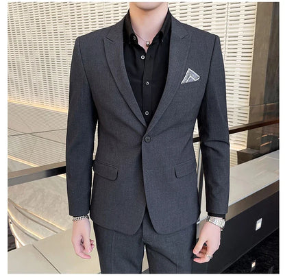2025 Slim Fit Three-Piece Business Suit Set High-End Korean Style Wedding Groom Party Dress Suit Vest Trousers M-4XL