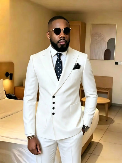 Slim Fit Men's Suits Single Breasted 2 Piece Jacket Pants Sets Wedding Formal Business Dinner Tuxedo High Quality Male Clothing