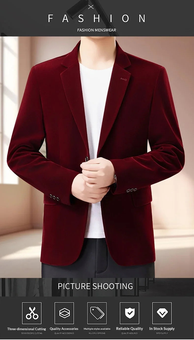 Blazer Men Fashionable Business Outdoor Travel Youth Campus Wedding Versatile Gentleman Host Slim-fit Casual Korean Style Blazer