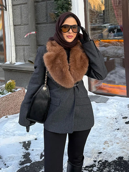 Woman Spring Fashion Casual Coats Solid Turn-Down Collar Long Sleeves Pockets Single Breasted Female Street Style Blazers