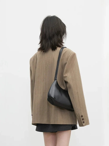 New Women Blazers Single-breasted Loose Casual Retro Striped Office Ladies Suit Jacket Female Coat Spring Autumn 2026