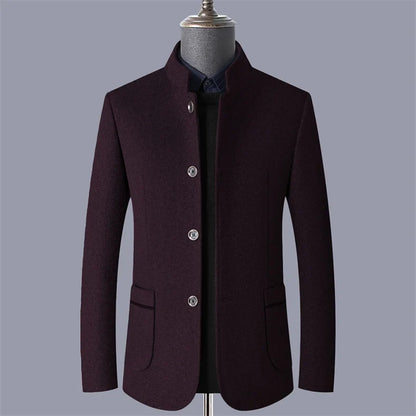 Autumn and winter woolen coats, men's young and middle-aged woolen jackets, stand-up collar woolen overcoats