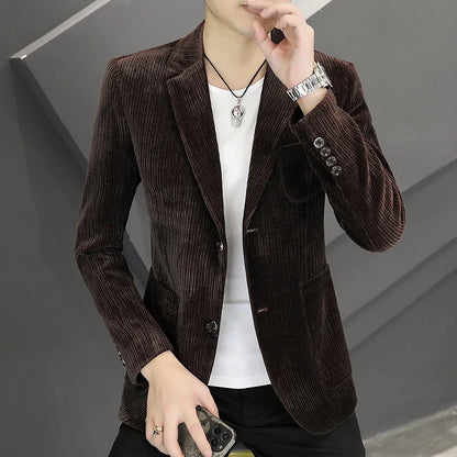 2026 Spring Autumn Corduroy Suit Jackets for Men Business Casual Blazers KoreanSlim Fit Social Office Wedding Suits Coats 4XL