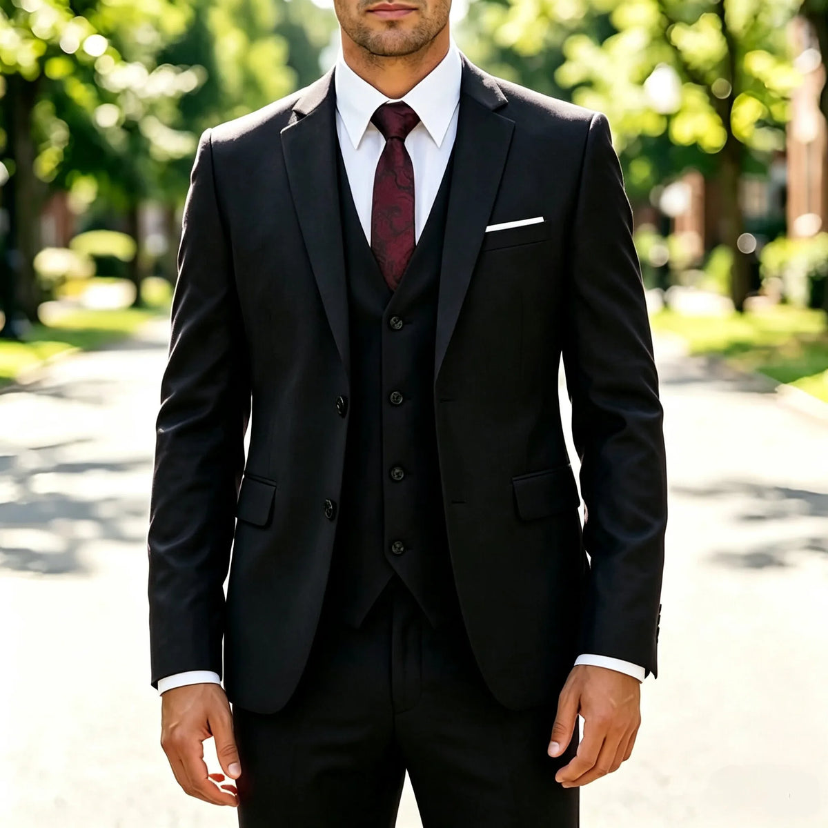 Costume Homme Slim 3 Pièces Blazer Gilet et Pantalon Ensemble de Smoking Élegant de Haute Qualité Robe de Mariage Affaires