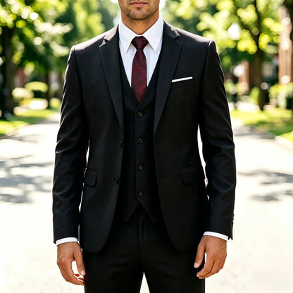 Costume Homme Slim 3 Pièces Blazer Gilet et Pantalon Ensemble de Smoking Élegant de Haute Qualité Robe de Mariage Affaires