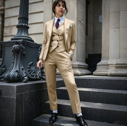 Powerful Black Women 3 Piece Suit Classic Single Breasted Jacket Vest Pants Set Elegant Office Business Formal Lady Outerwears