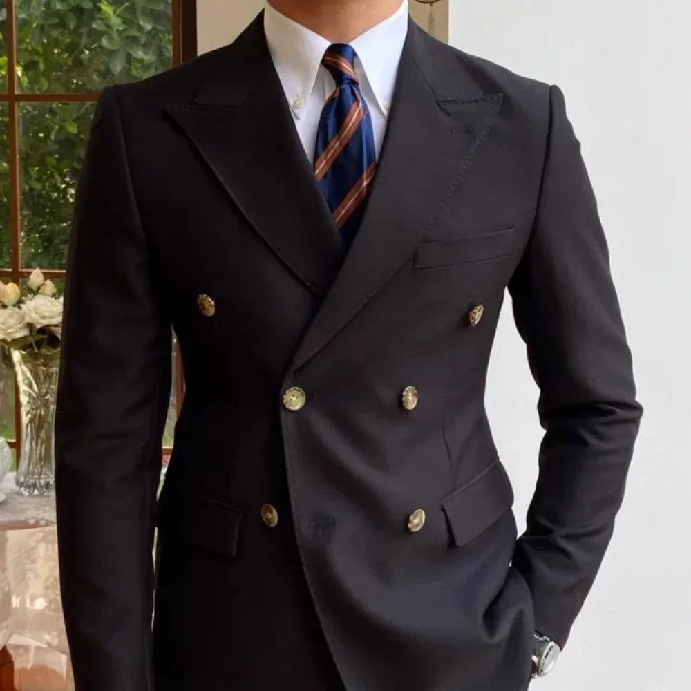 Suit For Mens Groom's Wedding 1 Pieces Slim Fit Blazer Luxury Men Suit Custom Made Tuxedo Gold Button