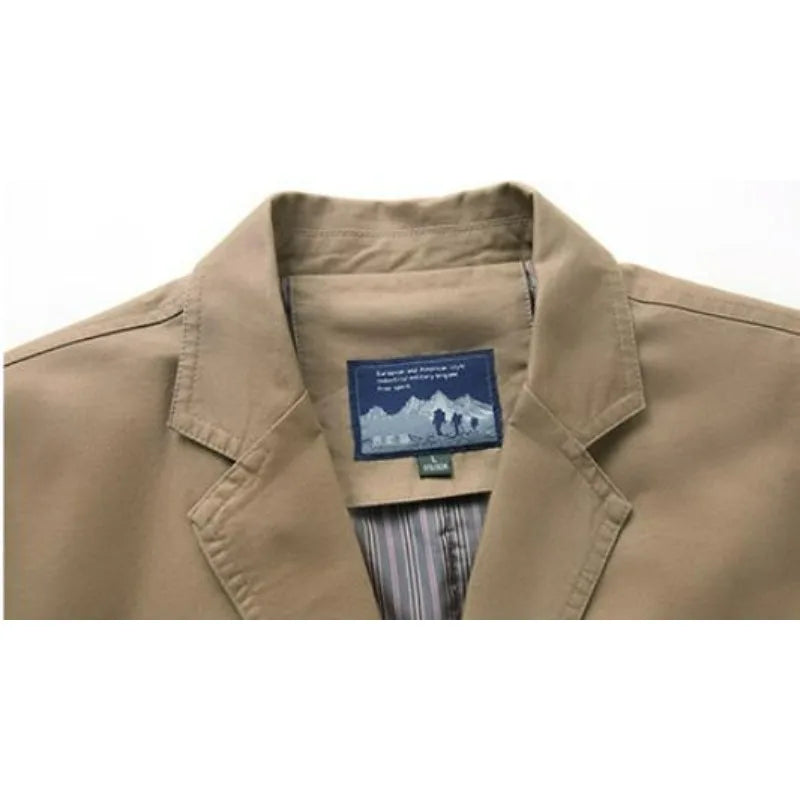 Blazer Man Retro Turn Down Collar Single-breasted Men Suit Coat Loose Pocket Long Sleeve Versatile Male Casual Outerwear