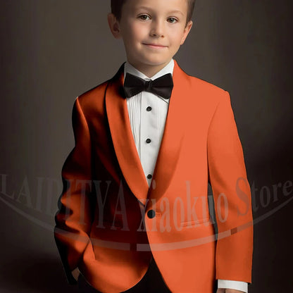 Chic Suits for Boy Cute Shawl Lapel One Button Blazer with Pants Party Costume Wedding Tuxedos 2 Piece Fashion Kids Clothes
