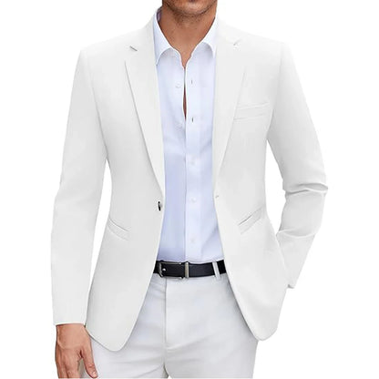 Men's Casual Blazer Slim Fit Suit Jacket Lightweight One Button Formal Business Sport Coats for Wedding Prom Party Office New