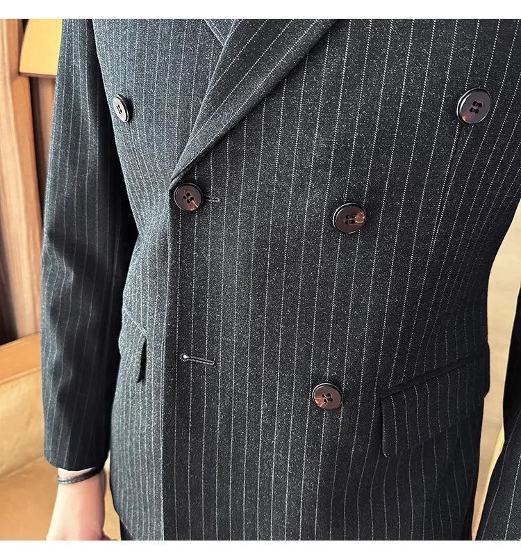 Men's Double Breasted Blazer – Formal Wedding & Business Jacket