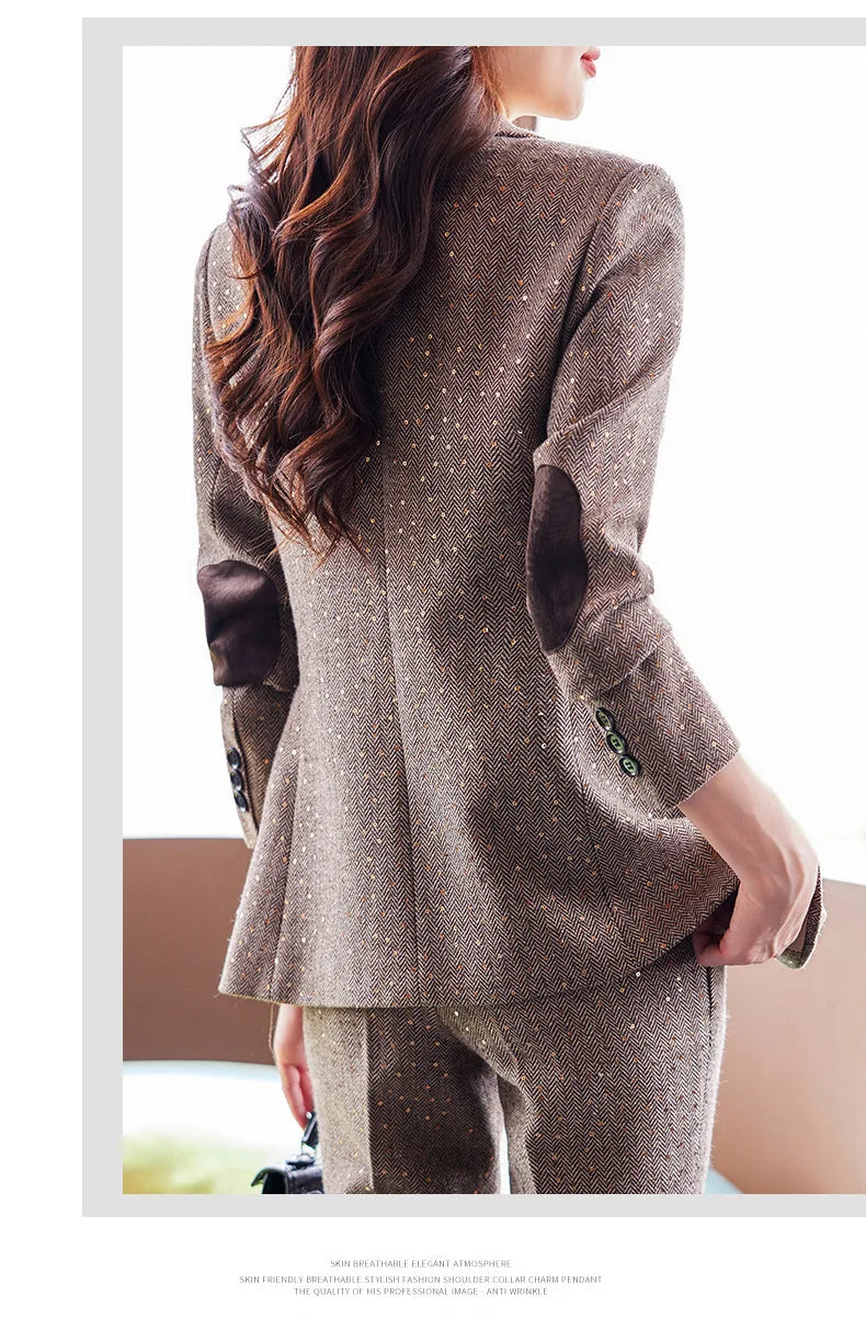 High Quality Fabric Women Business Suits With Pants and Blazer Coat Professional Autumn Winter Office Ladies Pantsuits Blazers