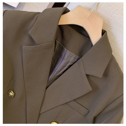 Women's Coffee Autumn Blazer Coat Vintage Harajuku Elegant Long Sleeve Fitted Suit Jacket Outerwear Top 2000s Emo Clothes 2025