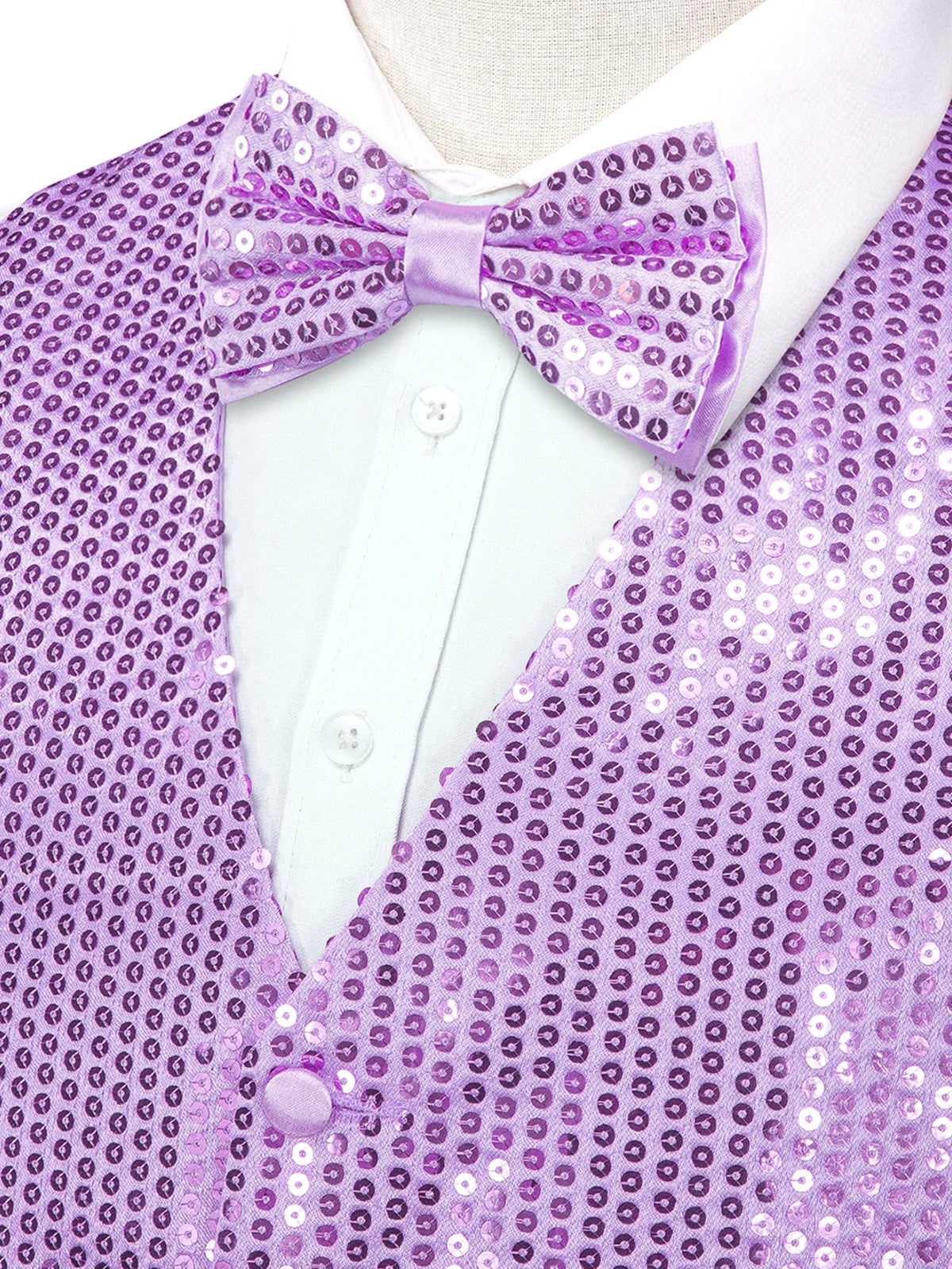 Men's Sequin Vest with Matching Bow Tie – Shiny Party Vest for Men