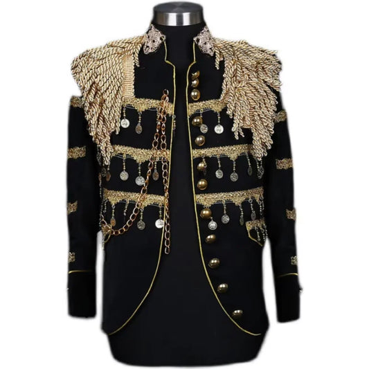 (One Blazer) Fashion Sequins Men Suit Coat Stage Performance Shiny Costume Dance Clothing Banquet Personalized Male Jacket LH