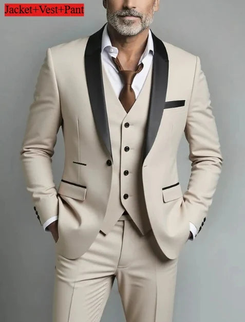 Men Formal Slim Fit Tuxedo Prom Suit Male Groom Wedding Blazers High Quality Groomsman Luxury Dress Business Banquet Party Suit