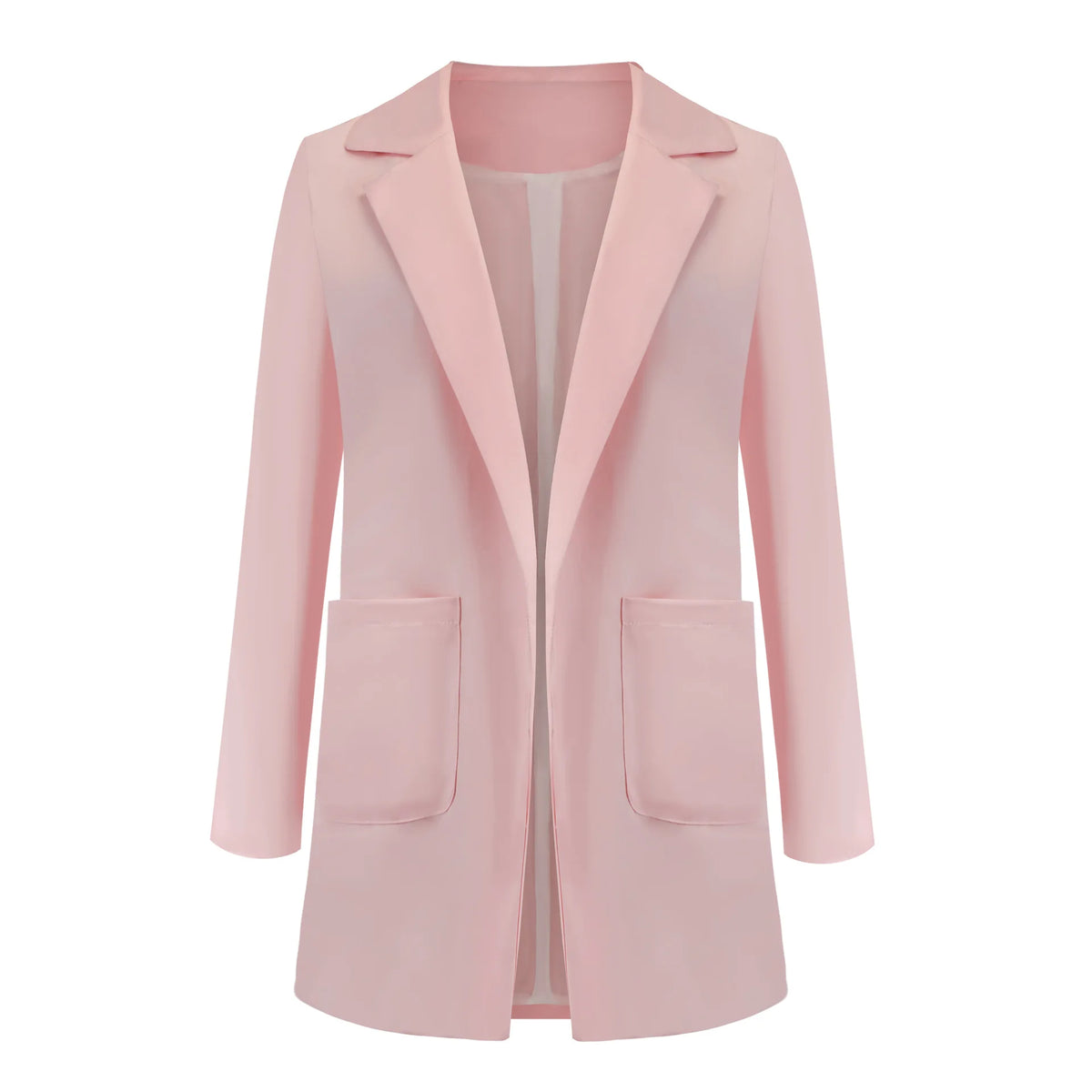 Women's Casual Blazer Notched Lapel Long Sleeve Open Jacket with Pockets Slim Fit Spring Autumn Office Lady Streetwear Coat