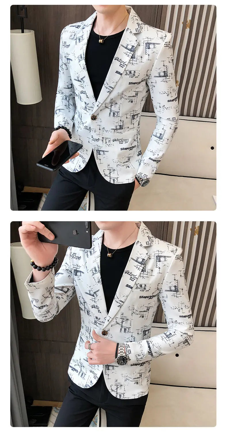Blazer Men's Fashion Outdoor Travel Gentleman Wedding Slimming Business Versatile Trendy Casual Korean-style Formal Wear Blazer