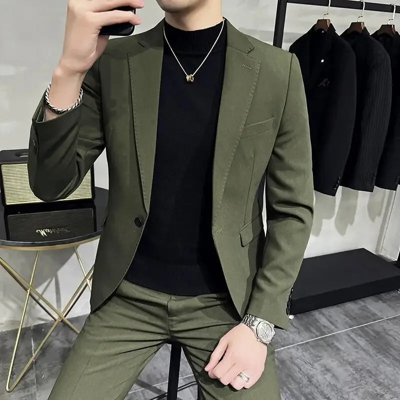 (Blazer+ Vest + Trousers) 2023 Latest Design Double Breasted Vest Men's Suit High Quality Business Simple Casual Dress Wedding