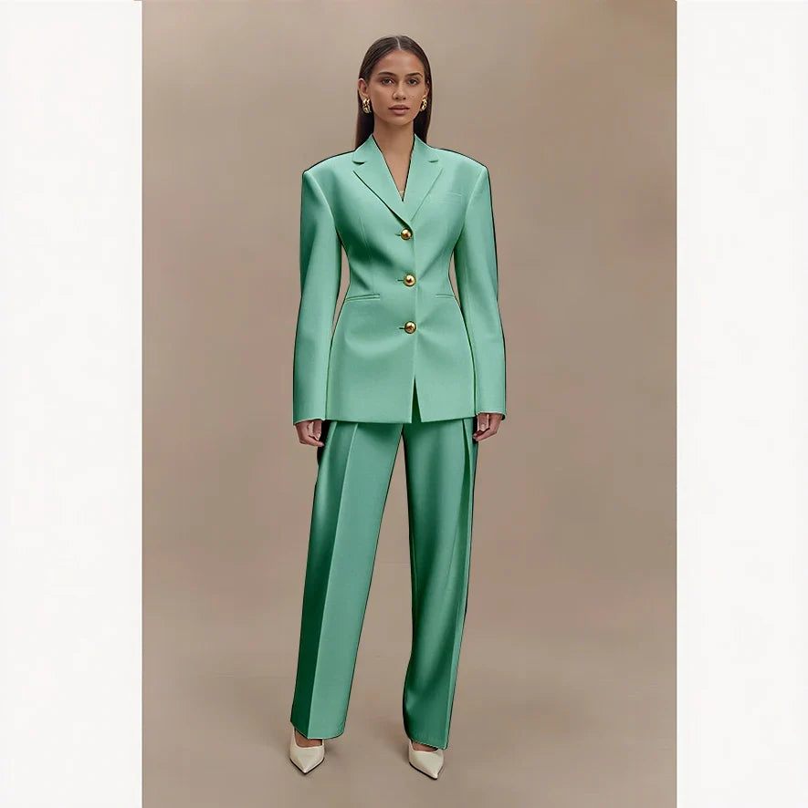 Dark Blue Women Suits Customized Slim Fitted Single-breasted Two Pieces(Jacket+Trousers) Ladies Formal Party Wedding Set