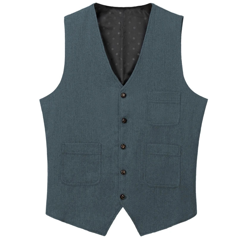Men's Vest Herringbone Single Button Waistcoat for Wedding Business Casual