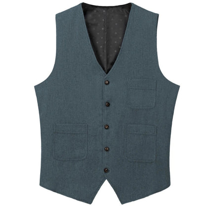 Men's Vest Herringbone Single Button Waistcoat for Wedding Business Casual