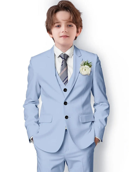 New Boys Slim Fit Suits 3 Pieces For Birthday Party Notched Lapel Kids Formal Suit Set Wedding Ring Bearer Outfit 2-20T