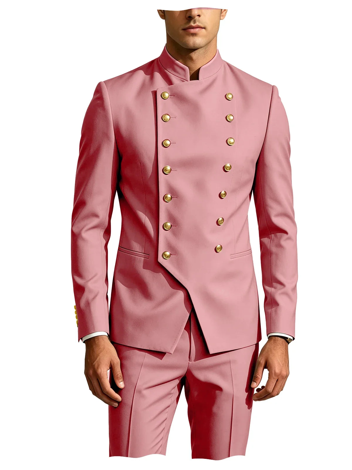 Men's Suit 2-Piece Double Breasted Slim Fit Blazer Pants Set for Wedding