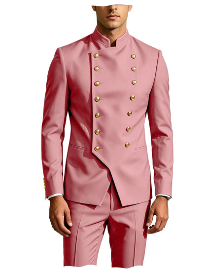 Men's Suit 2-Piece Double Breasted Slim Fit Blazer Pants Set for Wedding