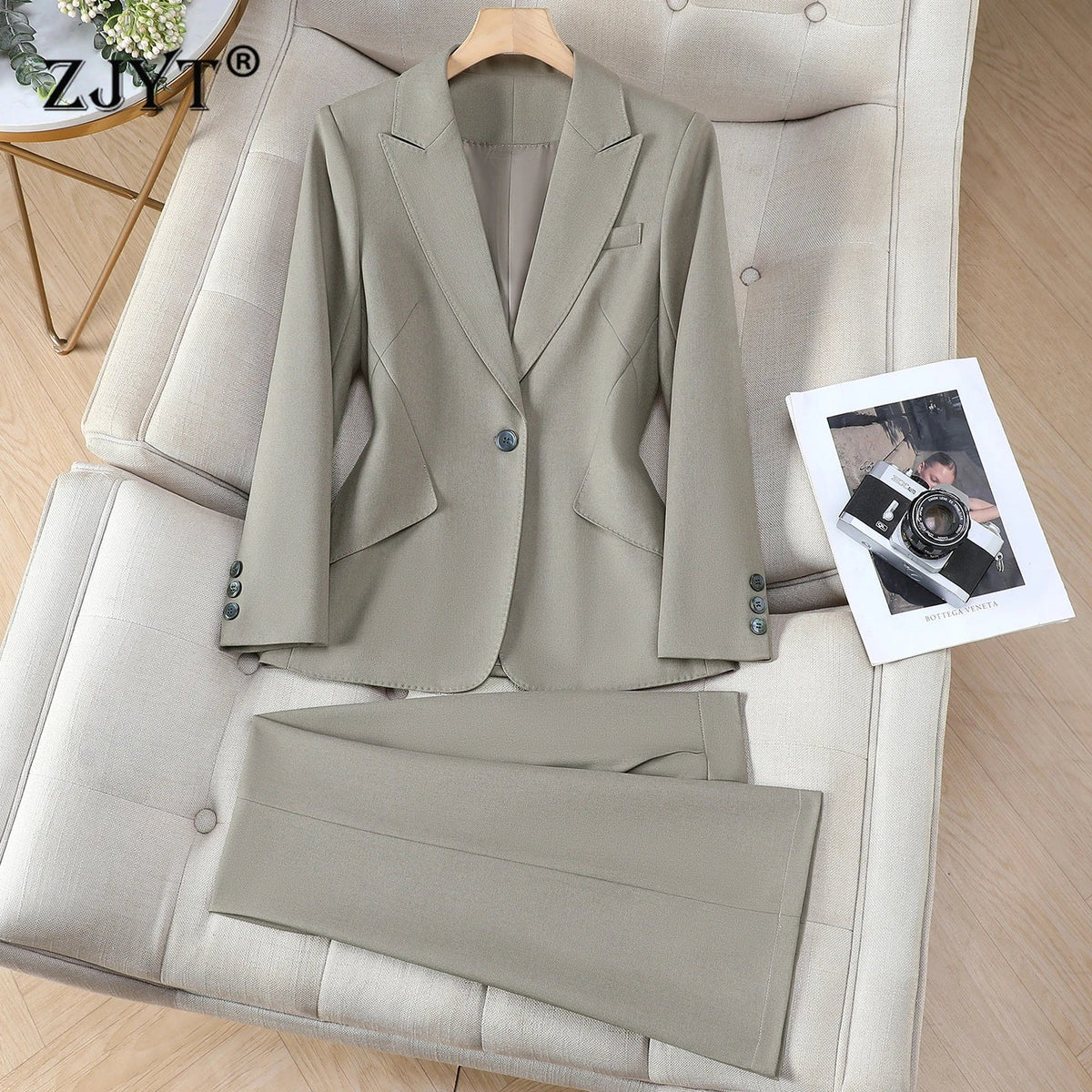 Elegant Ladies Business Chic Blazer Pants Suits Women Autumn Winter Plus Size Work Wear Outfit Jacket and Trousers Sets