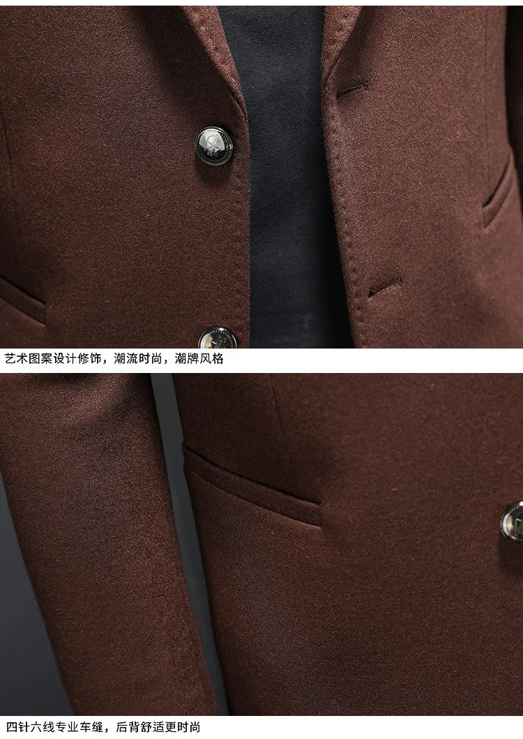 Men's Smart Casual Wool Blend Blazer – Single Breasted Suit Jacket – Black & Coffee
