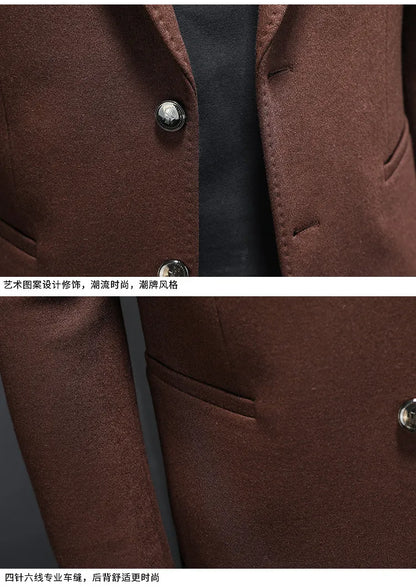 Men's Smart Casual Wool Blend Blazer – Single Breasted Suit Jacket – Black & Coffee