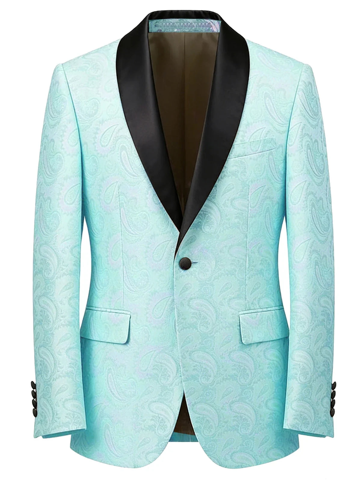 Men's Tuxedo Blazer Paisley Jacquard Shawl Lapel Single Button Slim Fit Jacket for Wedding Party Prom