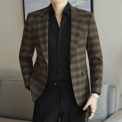 Men's Slim Fit Army Green Casual Blazer – Single Breasted Smart Casual Suit Jacket