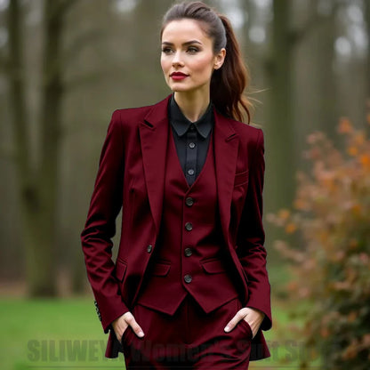 Women 3 Piece Suit Set Blazer Vest Pants Slim Fit Office Business Party Formal Attire Customizable Size for Ladies