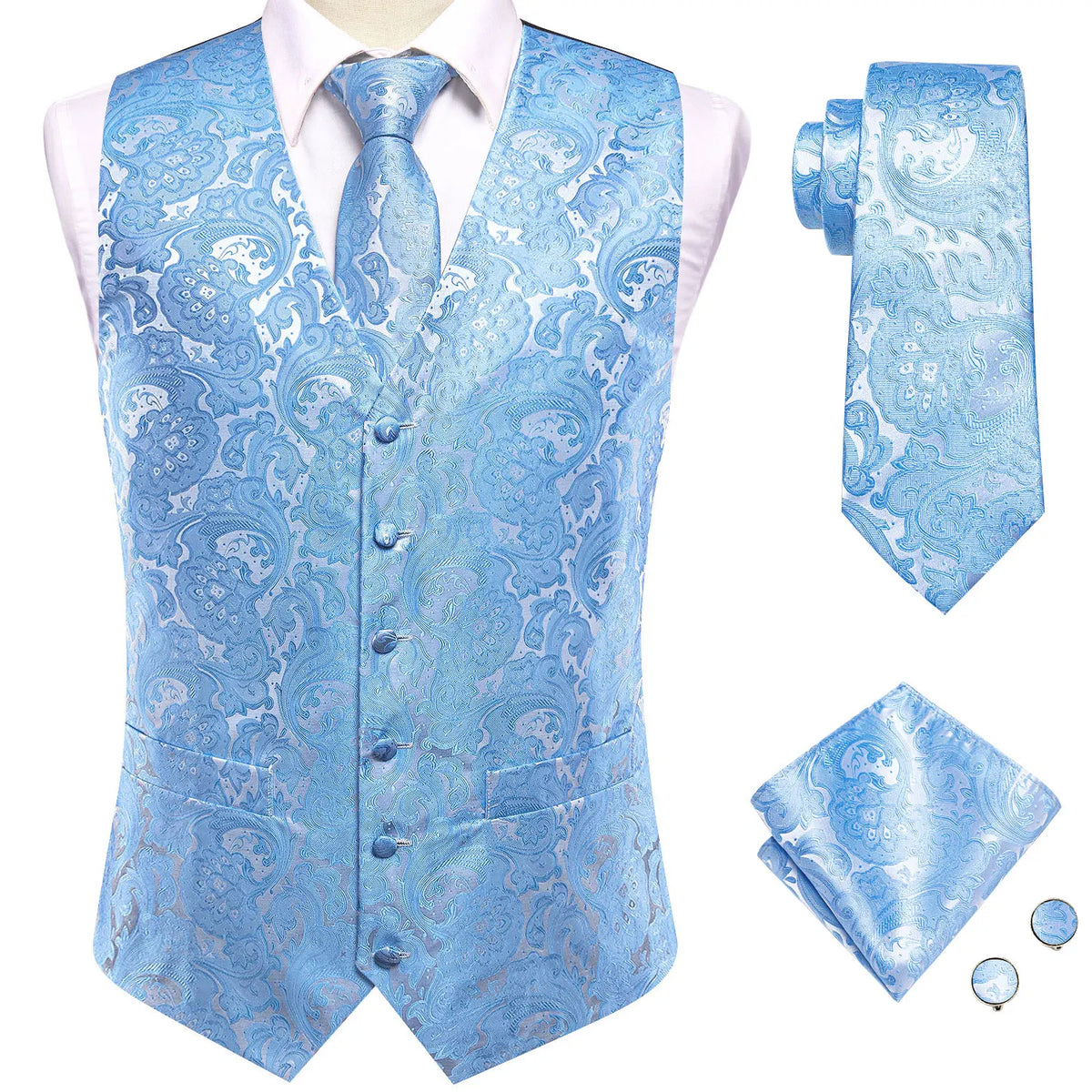Men's Suit Vest 4-Piece Set – Solid Violet Lilac Woven Waistcoat for Weddings & Business Formal