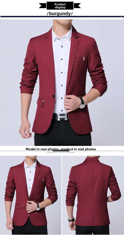 Blazer Men's Fashion Premium Business Outdoor Gentleman Self-cultivation English Style Solid Color Casual Hosts Weddings Blazer