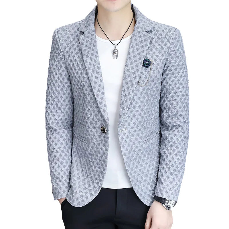 Blazer Men's Fashion Outdoor Travel Gentleman Wedding Slimming Business Versatile Trendy Casual Korean-style Formal Wear Blazer