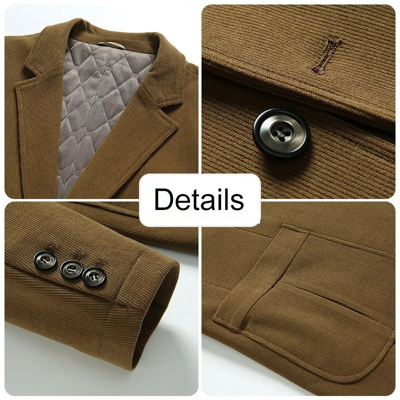 2026 Autumn Winter Men Suit Jacket Thicken Warm Long Sleeve Man Blazer Simple Solid Business Casual Male Outerwear