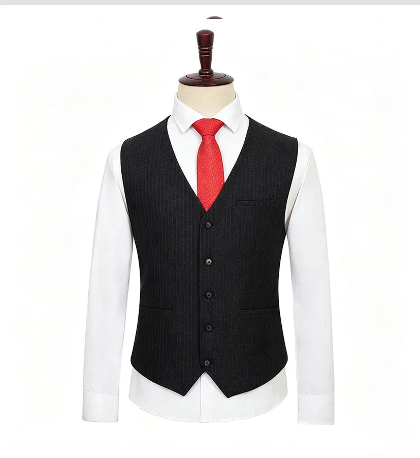 Men's Plus Size Checkered Vest – Single Breasted Formal Waistcoat for Weddings & Groomsmen