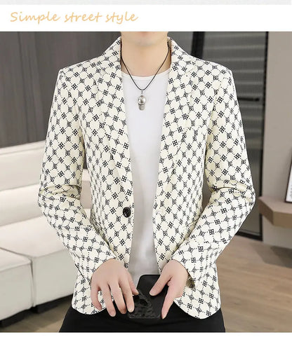 Blazer Men's Fashion Outdoor Travel Gentleman Wedding Slimming Business Versatile Letter Youth Casual Korean Formal Wear Blazer