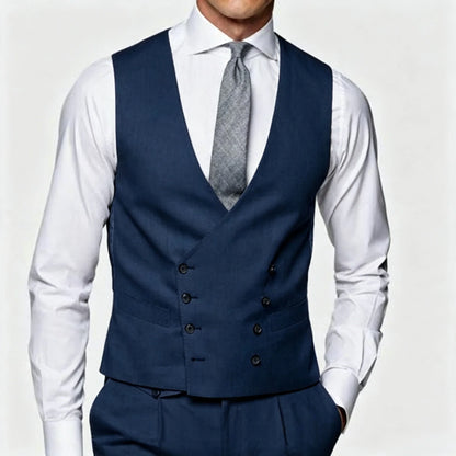 Men's Suit Vest Double Breasted Lapel Waistcoat for Wedding & Business
